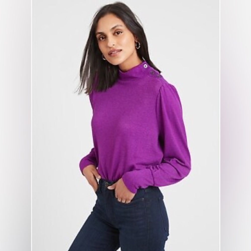 BANANA REPUBLIC || Button Accent Mock-Neck Top Petite XS